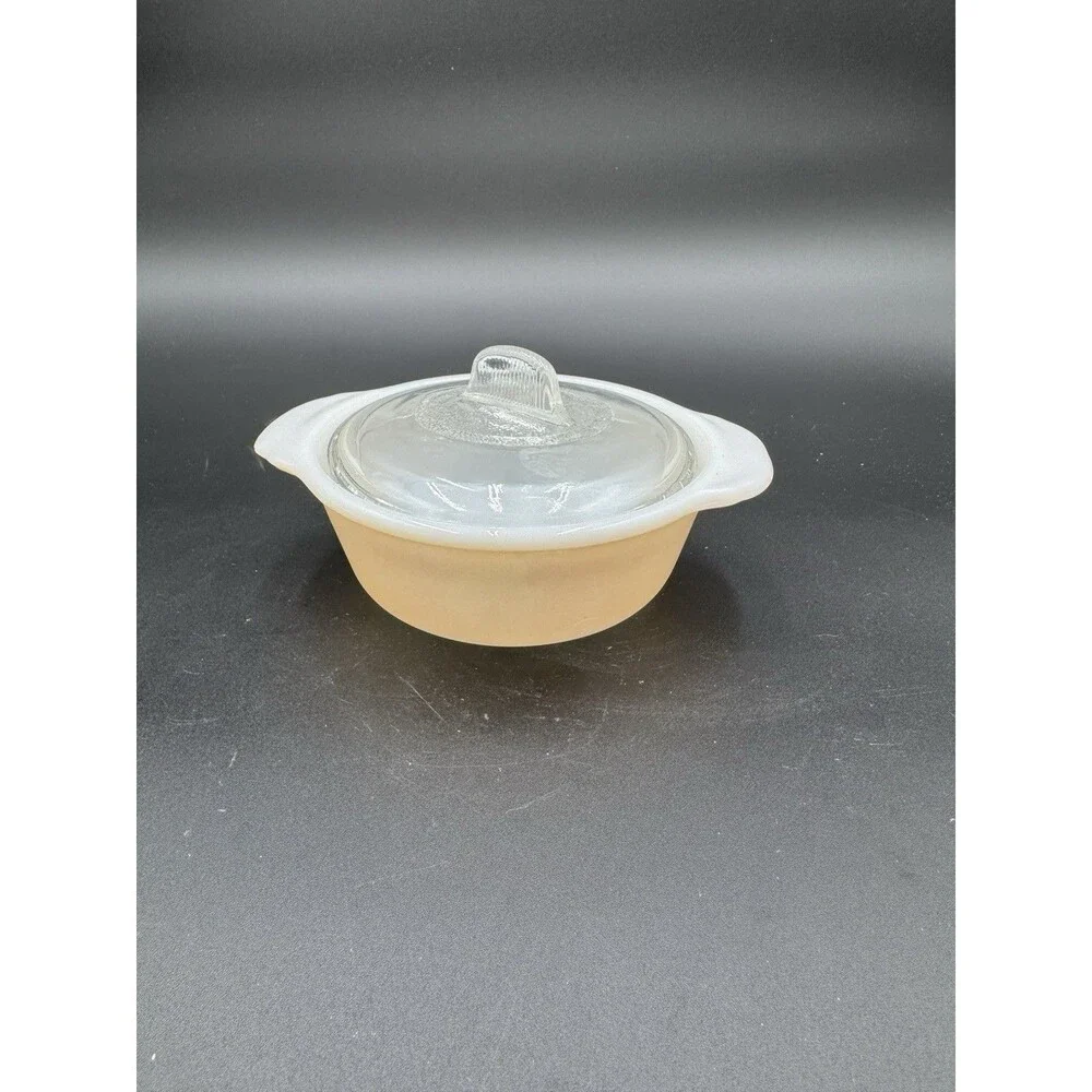 Fire King Vintage Peach Blossom 1 PT Casserole Dish with Lid